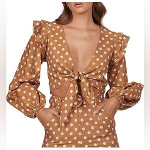 CHARLIE HOLIDAY POLKA DOT TIE TOP